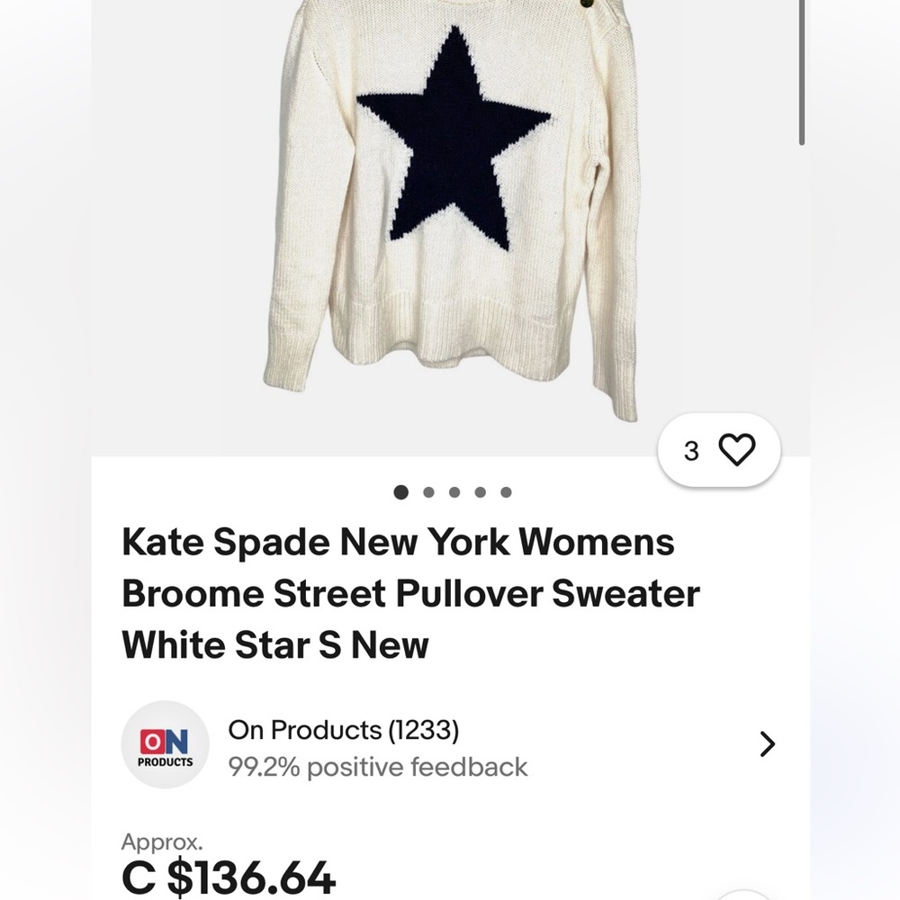Kate Spade White Star Turtleneck Sweater - Picture 15 of 15
